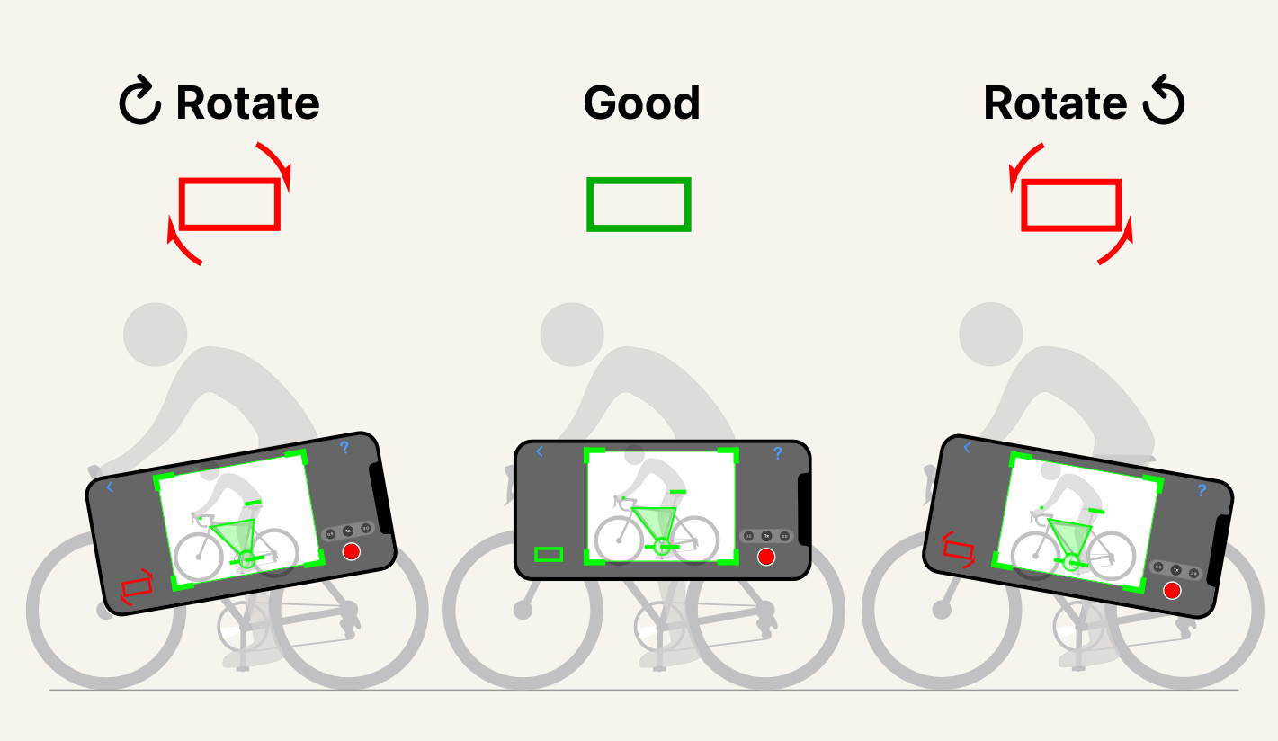 Keep the phone level. Hold it square, not tilted. A rotated camera throws off every angle the app measures.