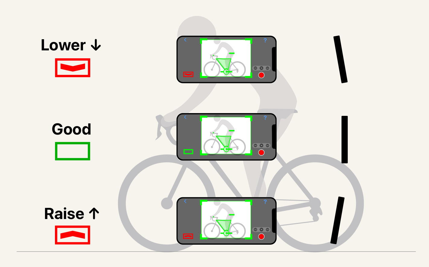 Match the bike's height. Set the camera at about the height of the bike's top tube. Too high and you shoot down at the bike, too low and you shoot up at it. Aim for the middle.